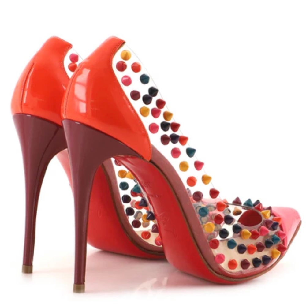 Christian Louboutin Pink Spike Me 100 PVC Pumps